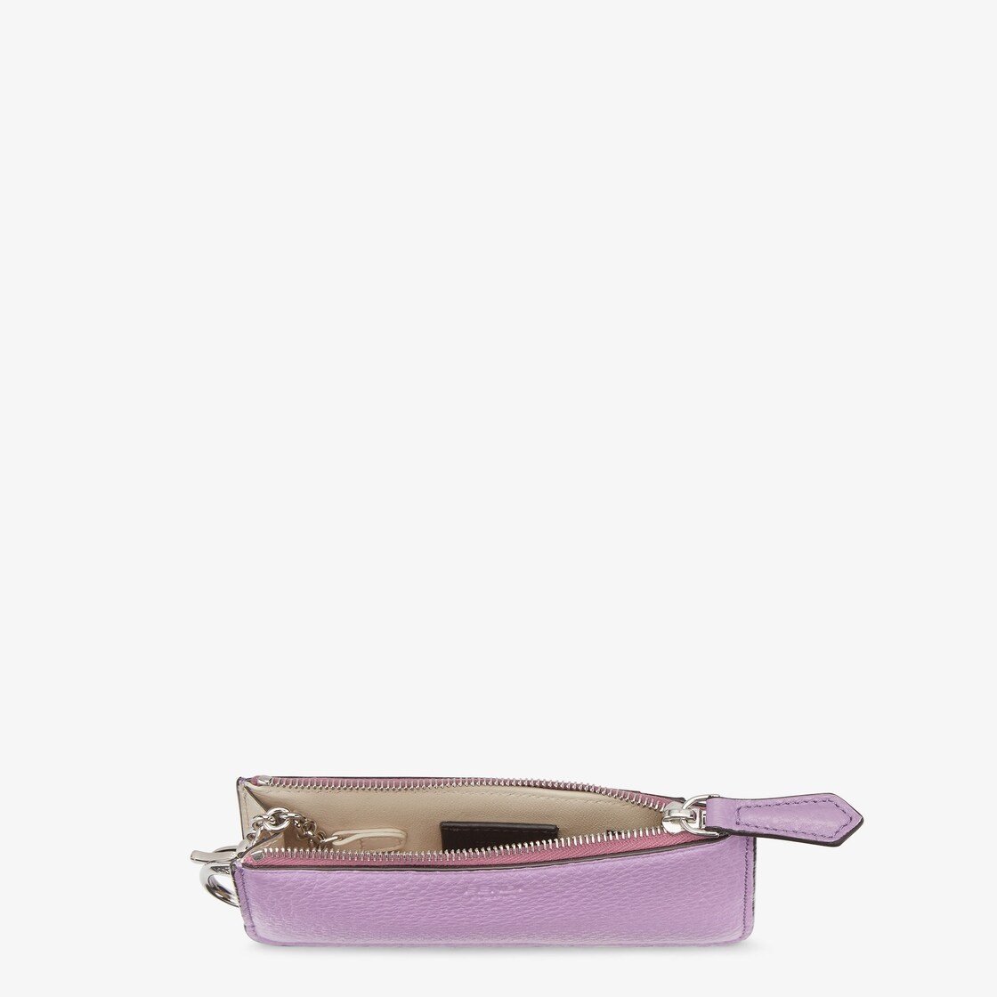 Fendi Roma key pouch with gusseted sides. The back features four card slots. Inside there is a pull- - 3