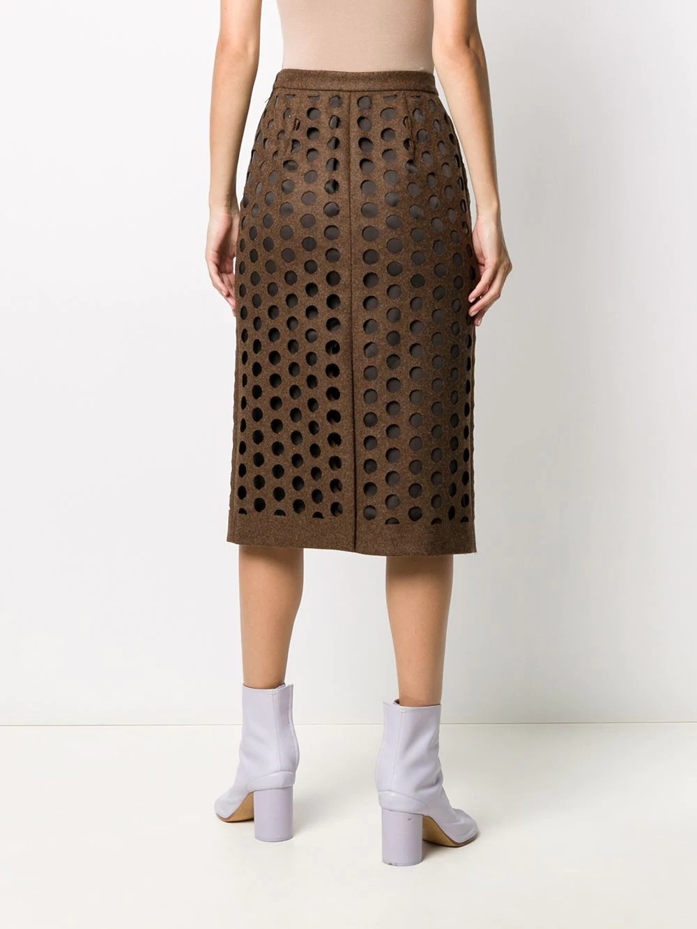 laser-cut midi skirt - 4