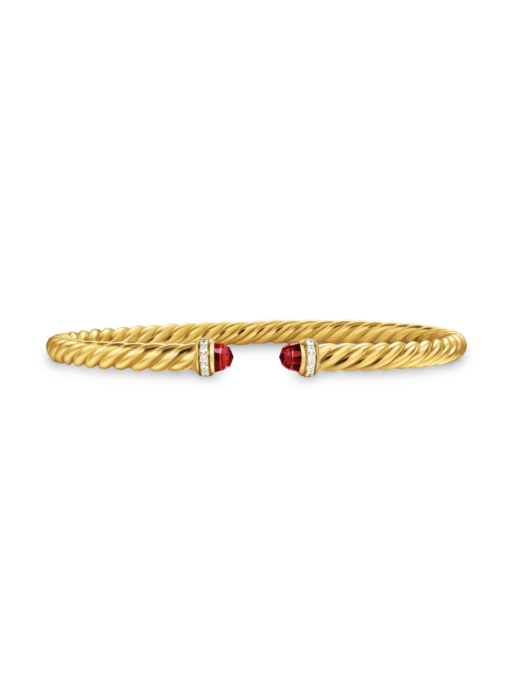 Women's Cablespira Flex Bracelet in 18K Yellow Gold - Rhodolite Garnet - 1