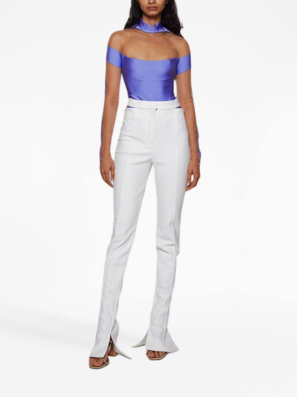 Bonded cut-out flared trousers - 2