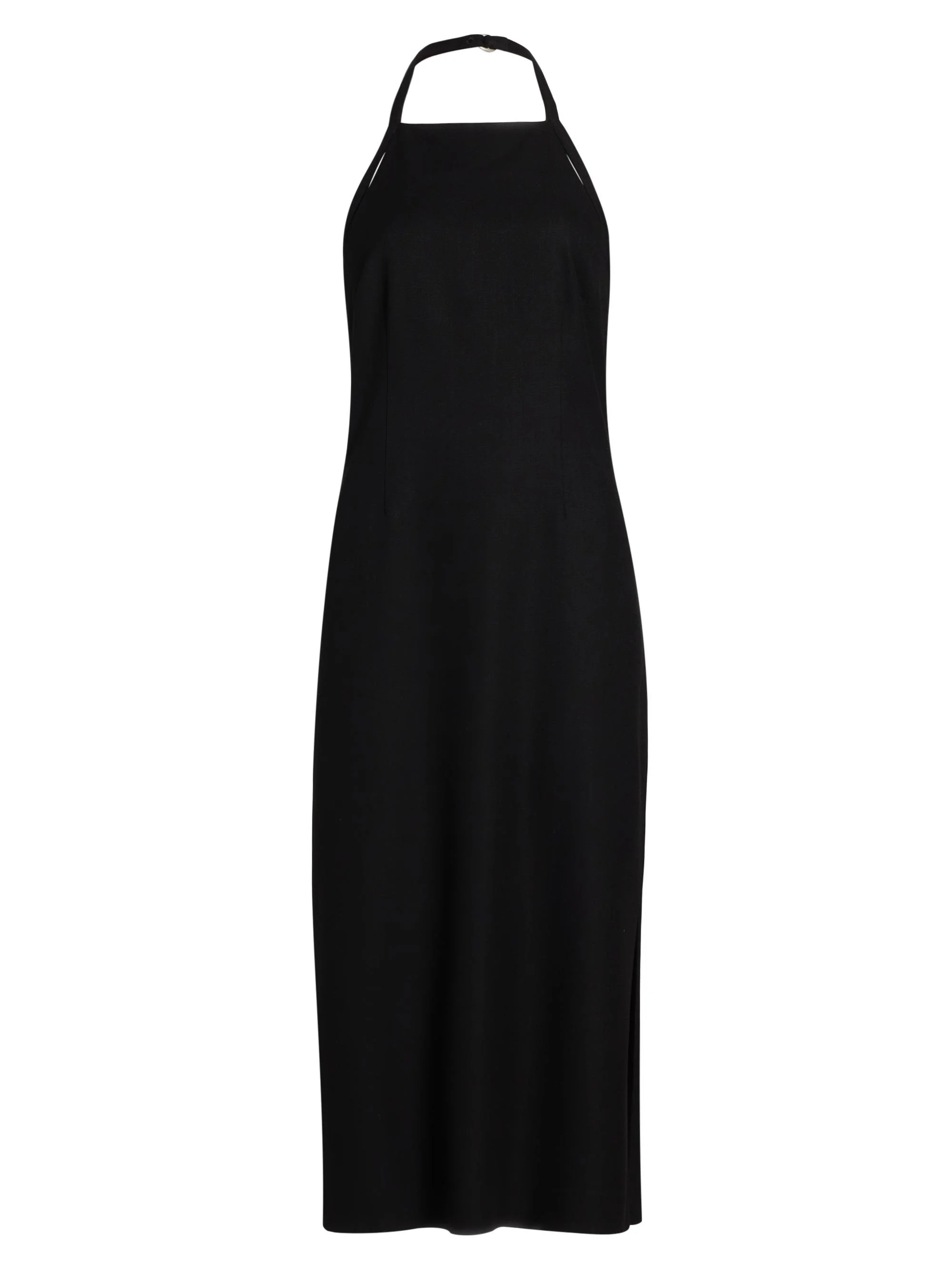 Women's Apron Halter Sleeveless Midi-Dress - Black - 1