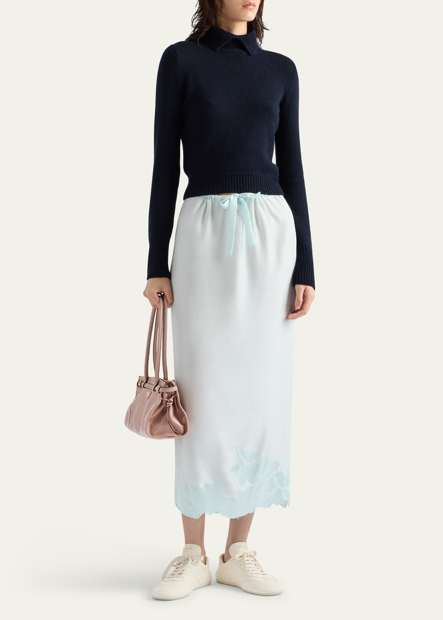 Long Drawstring Peonia Habutai Silk Skirt - 2