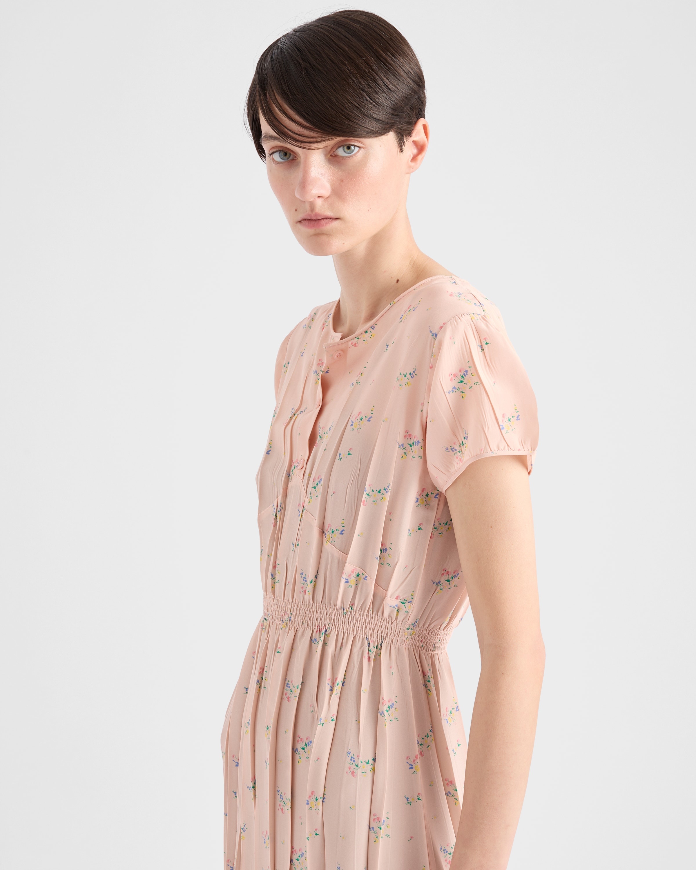Floral print pongé dress - 3