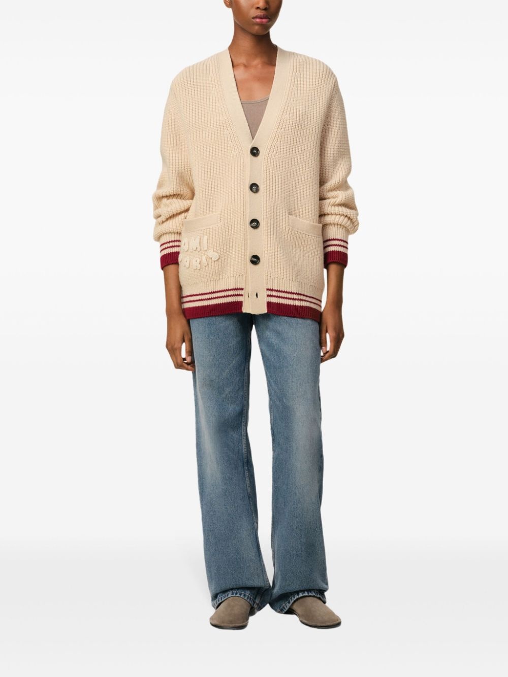 ribbed cardigan - 2