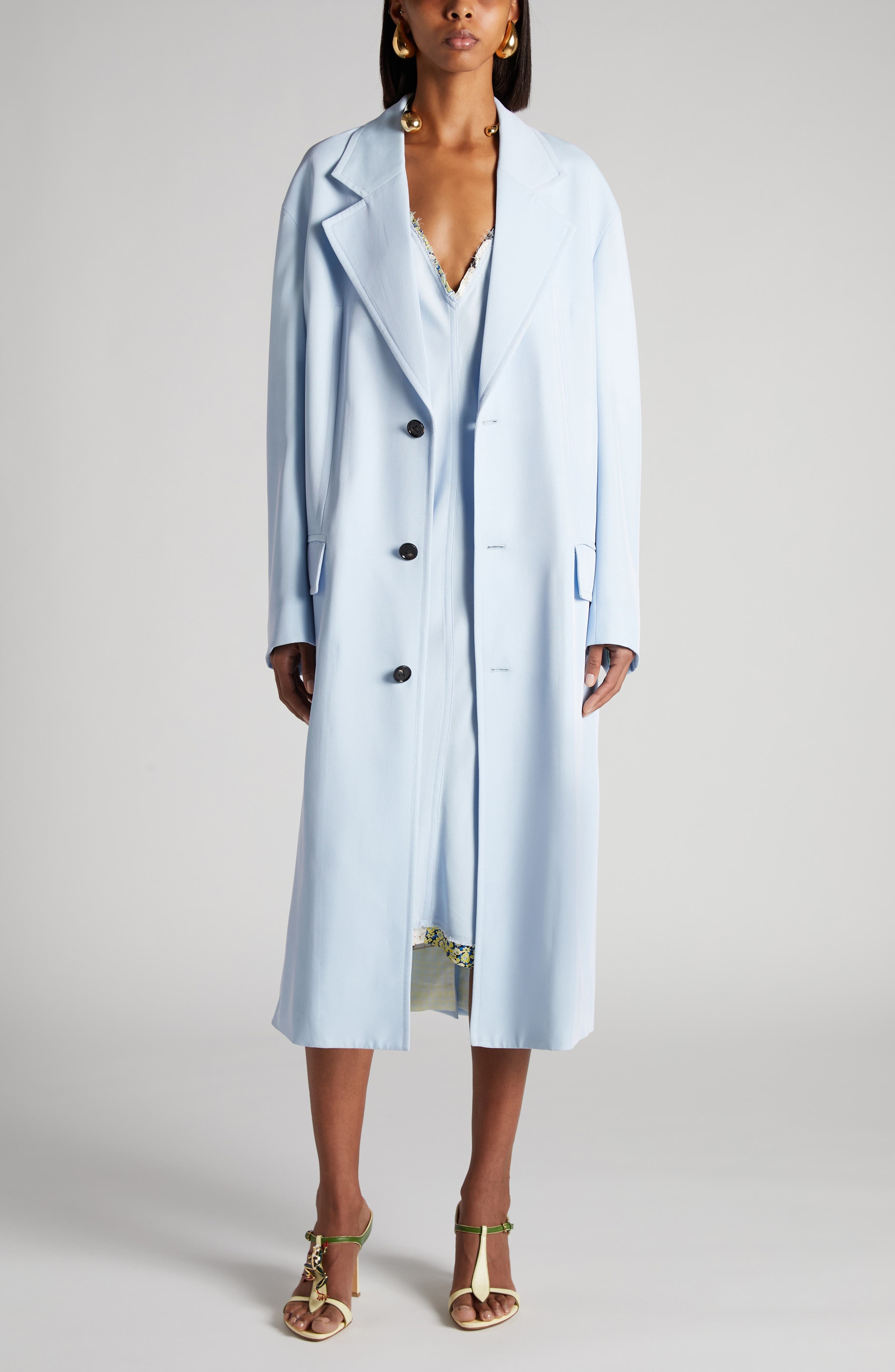 Bottega Veneta Twill Coat in 4350 Sky Blue at Nordstrom - 2