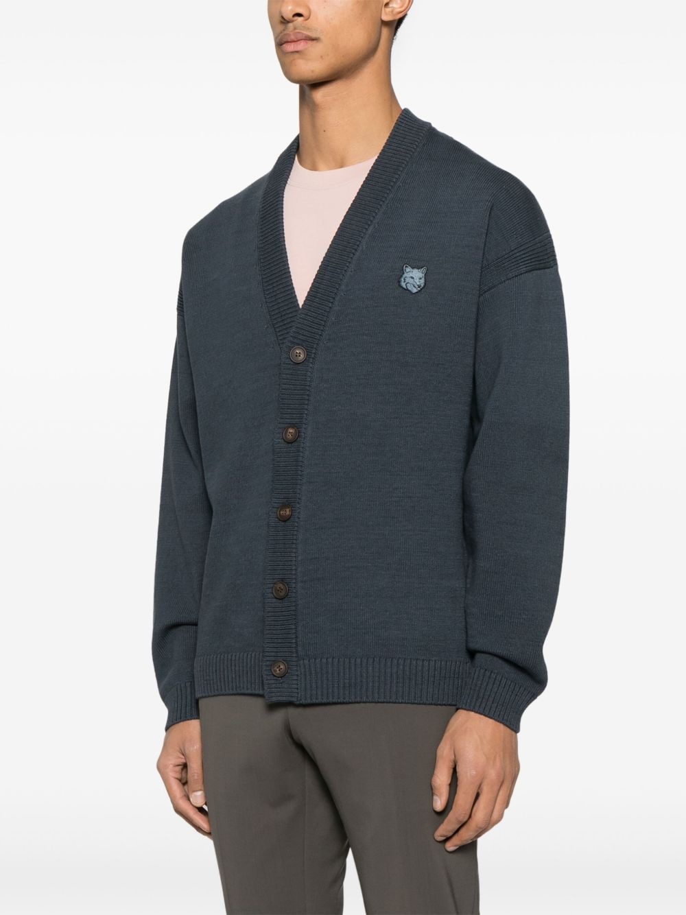 Bold Fox Head-patch cardigan - 3