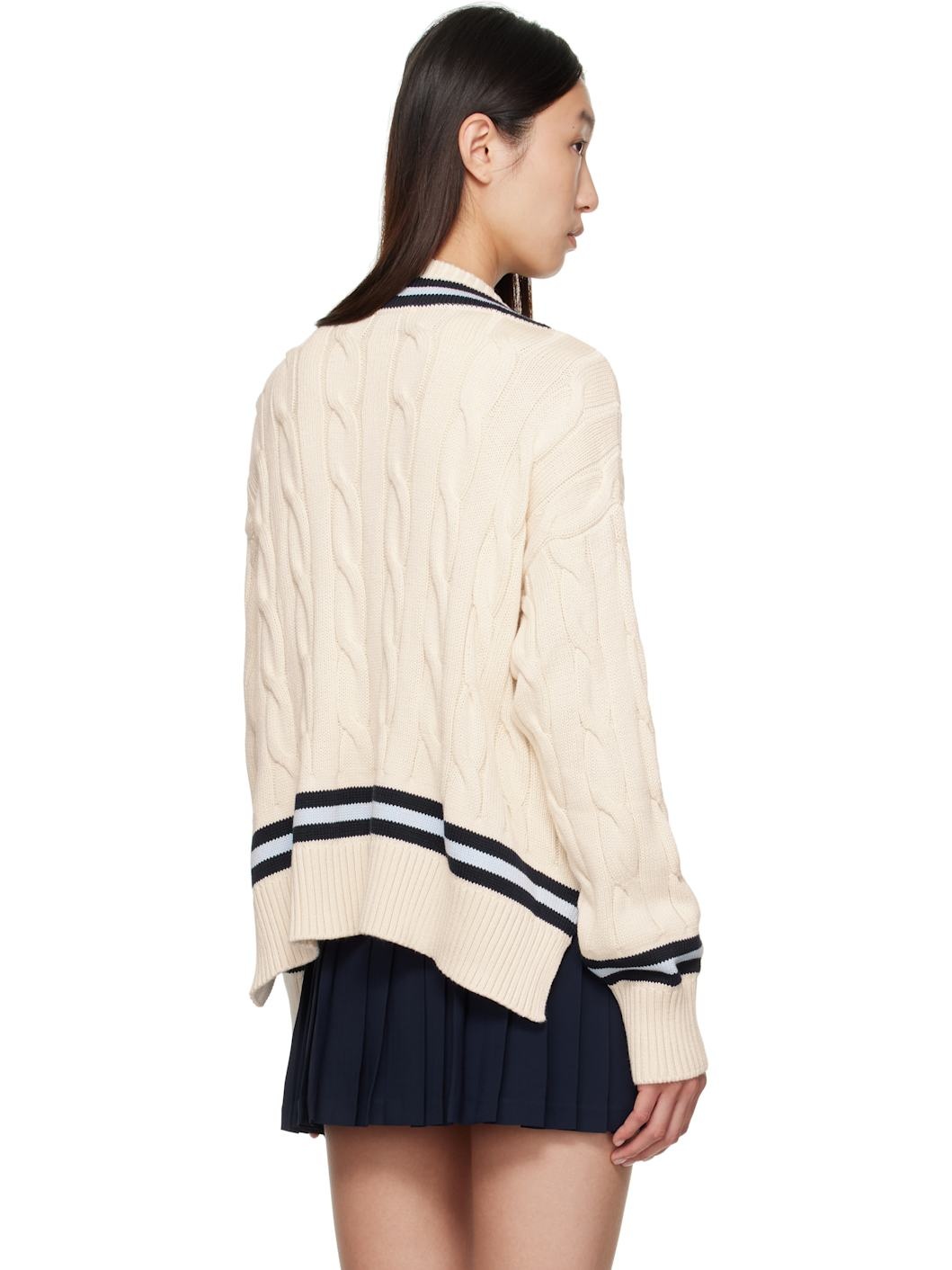 Off-White 'SRC' Cableknit V-Neck Sweater - 3