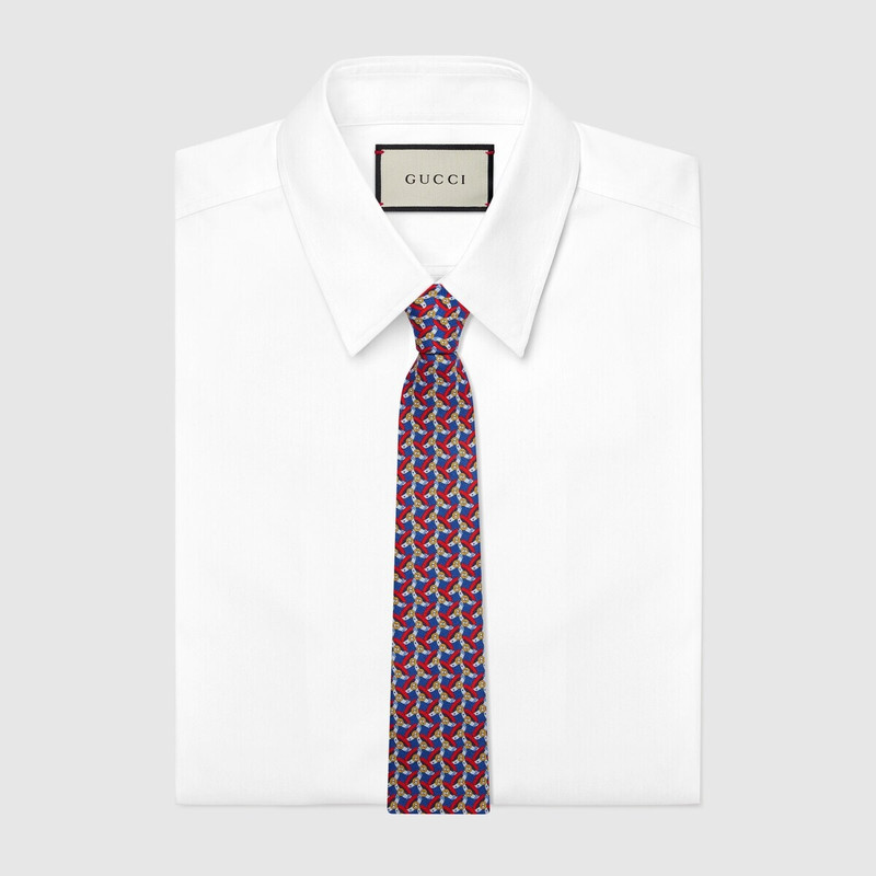 GUCCI Round Interlocking G belts print silk tie outlook