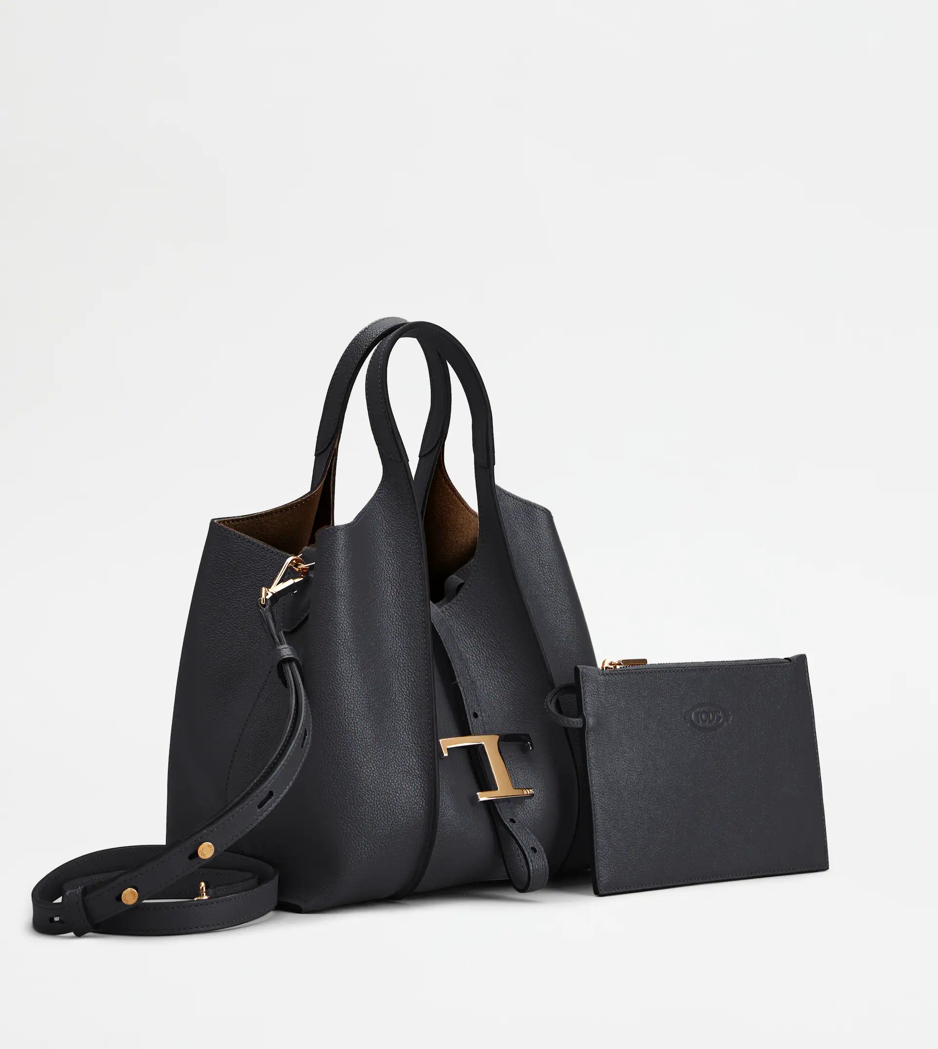 T TIMELESS SHOPPING BAG IN LEATHER MINI - BLACK - 2