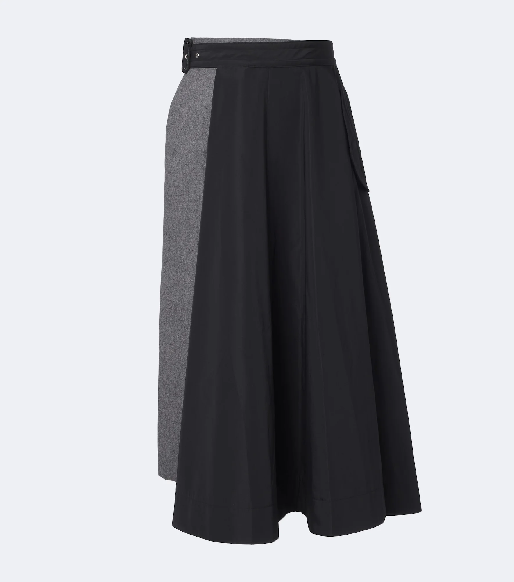 Paneled taffeta and wool flannel midi skirt - 1