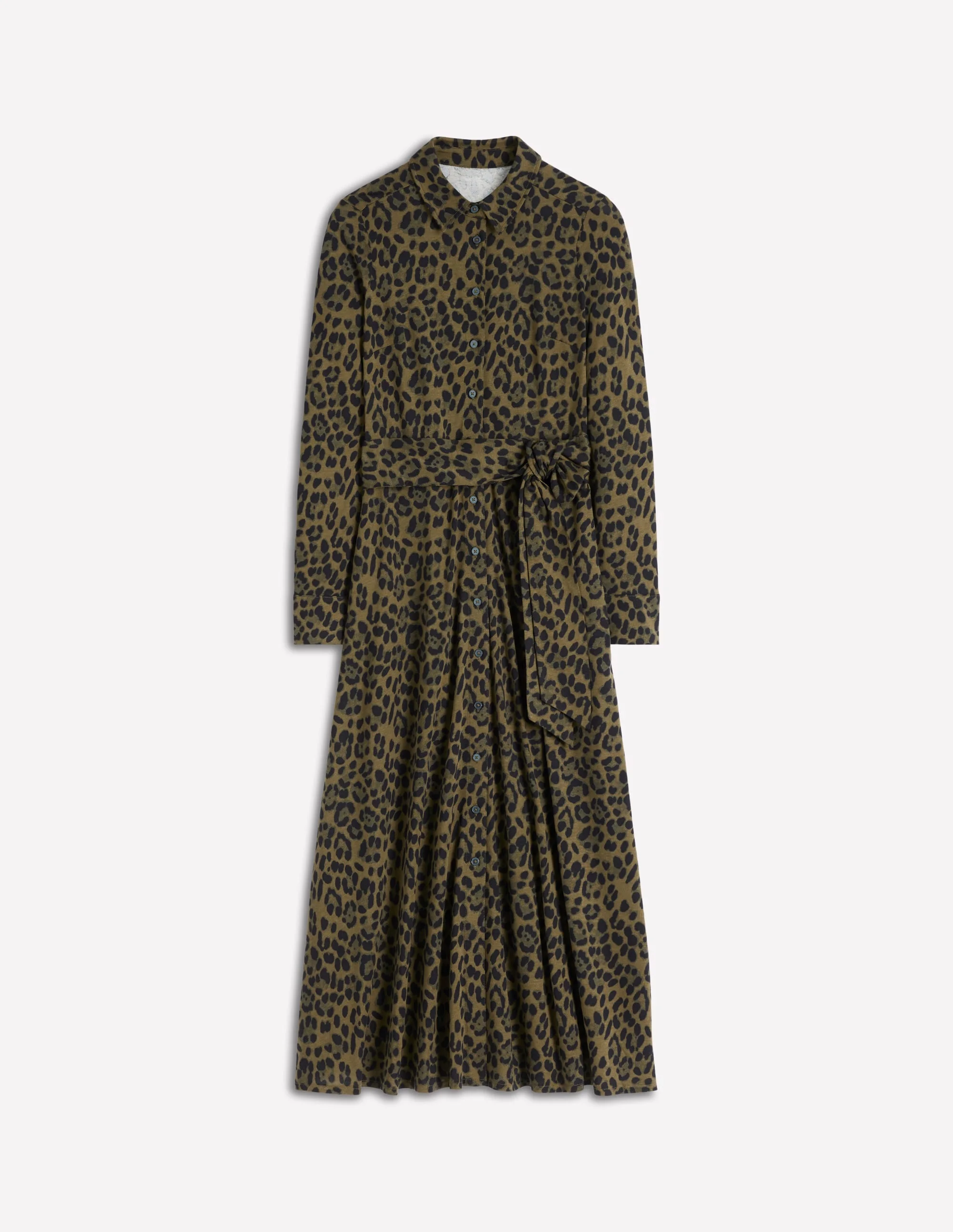 Marcia Jersey Shirt Dress-Military Olive, Brushed Animal - 1
