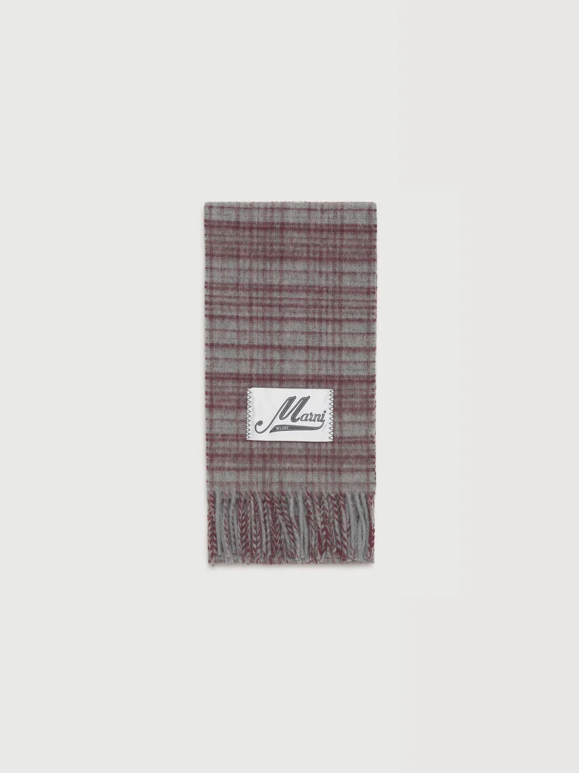 RED CHECKED WOOL-MOHAIR SCARF - 1