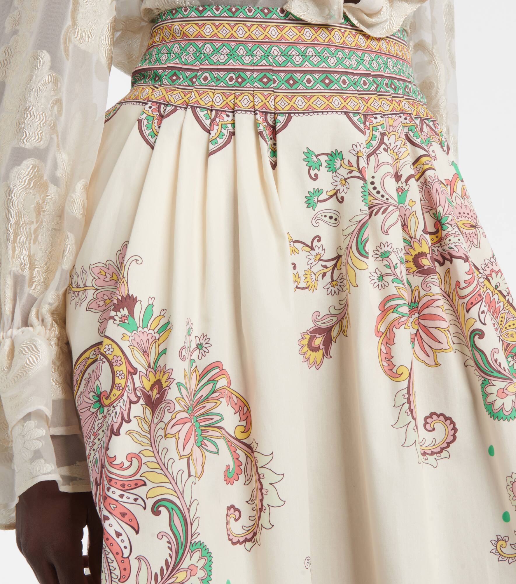Paisley printed cotton poplin midi skirt - 4