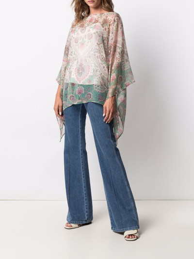 Etro paisley-print chiffon poncho outlook