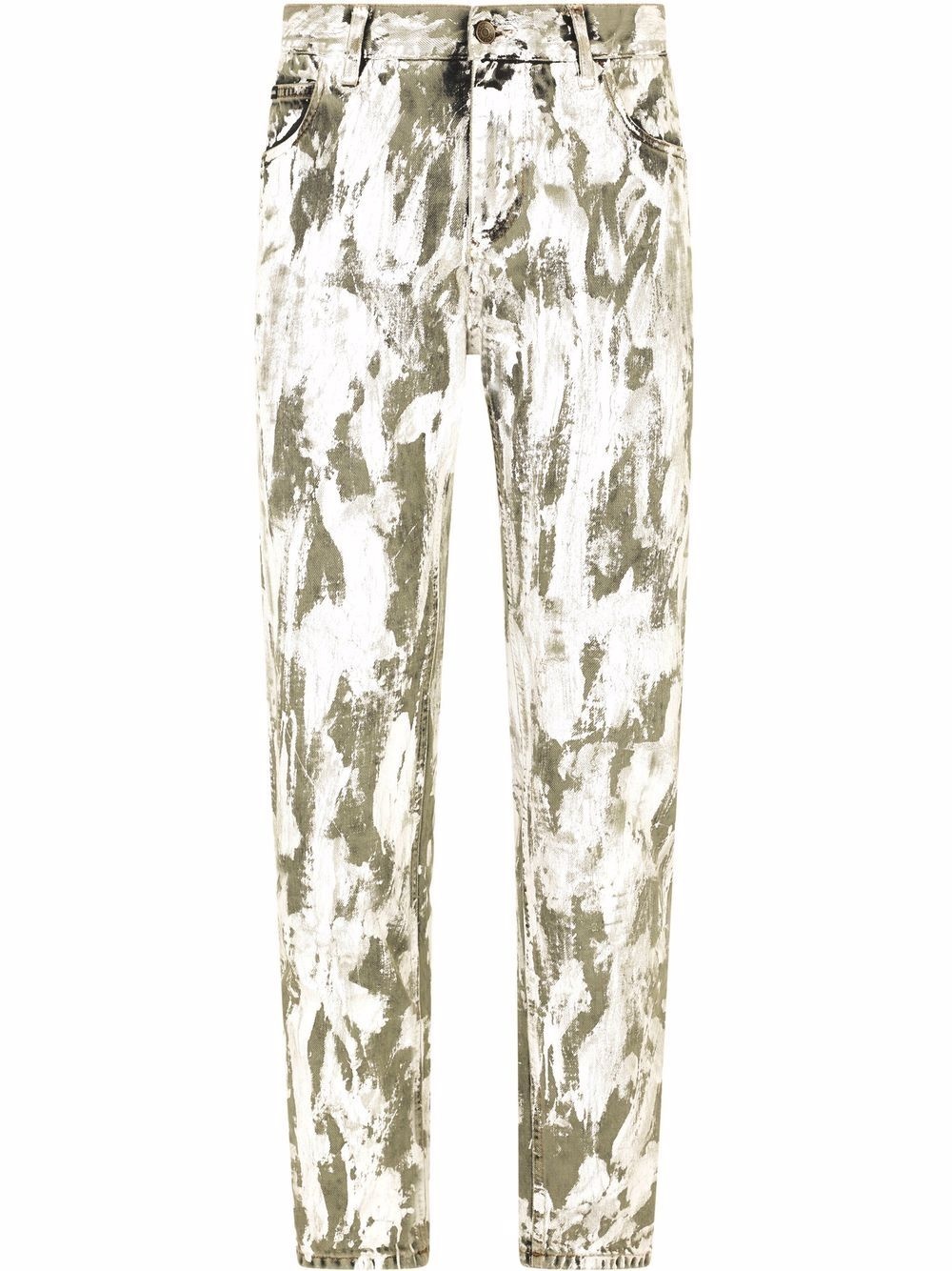 paint-print straight leg jeans - 1