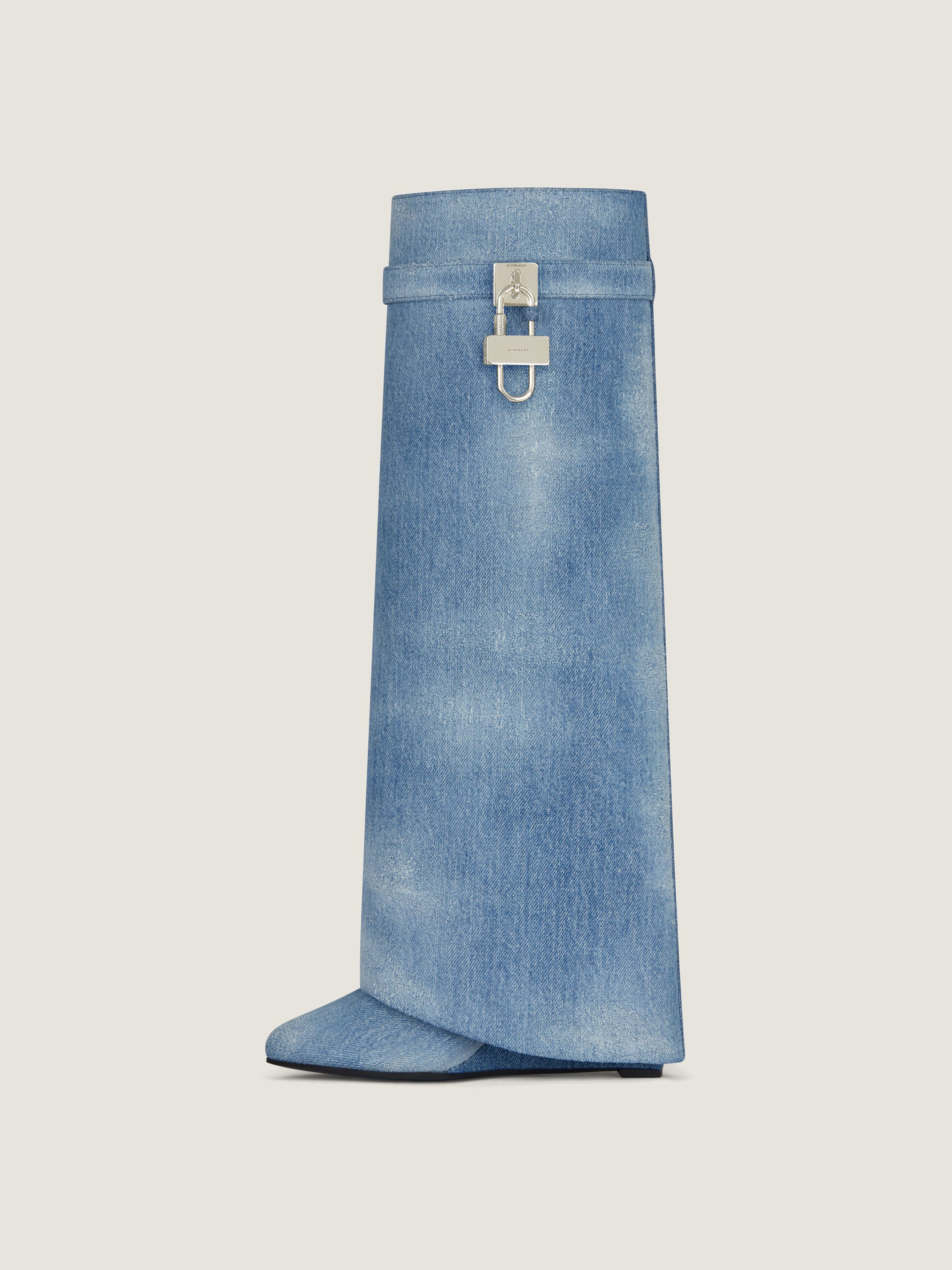 SHARK LOCK BOOTS IN WASHED DENIM - 2