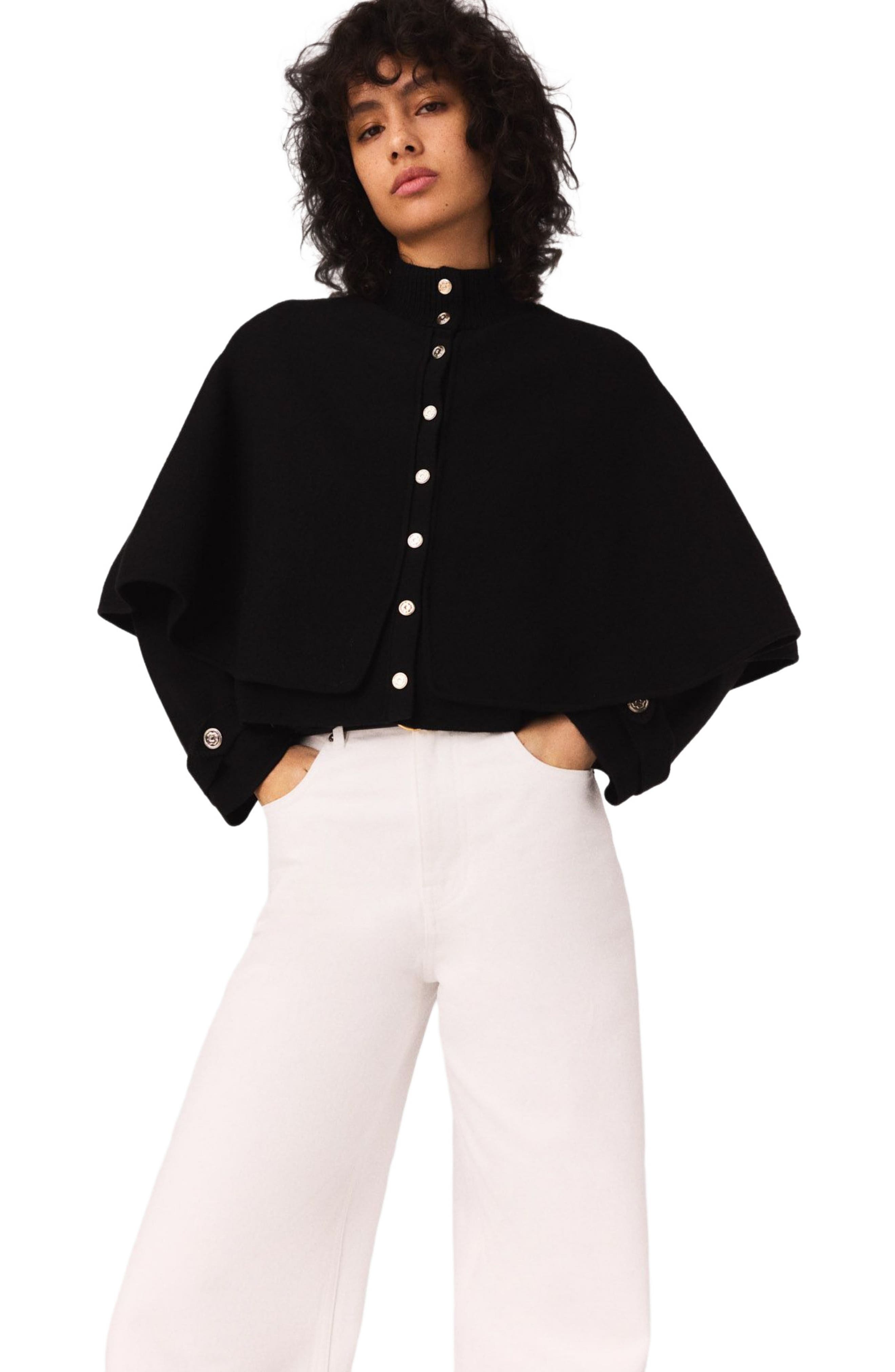 maje Cape-effect cardigan in Black at Nordstrom - 8