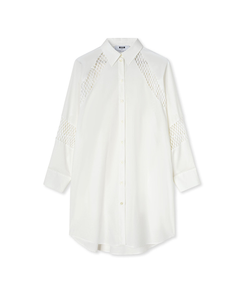 MSGM Poplin cotton tailored chemisier dress with mesh details outlook