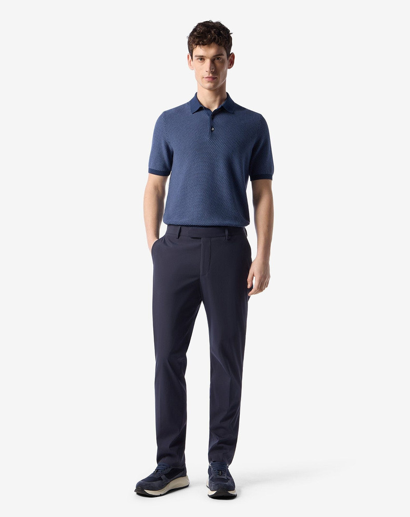 CORNELIANI Dark blue technical wool fabric chinos outlook