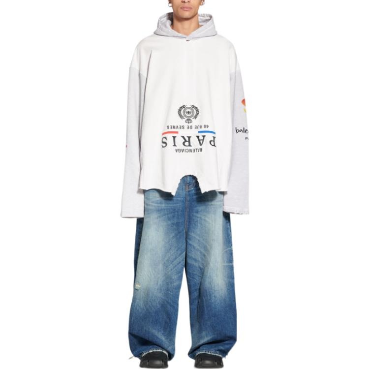 Balenciaga Paris Upside Down Hoodie Oversized 'White' 698156TMVD19000 - 3