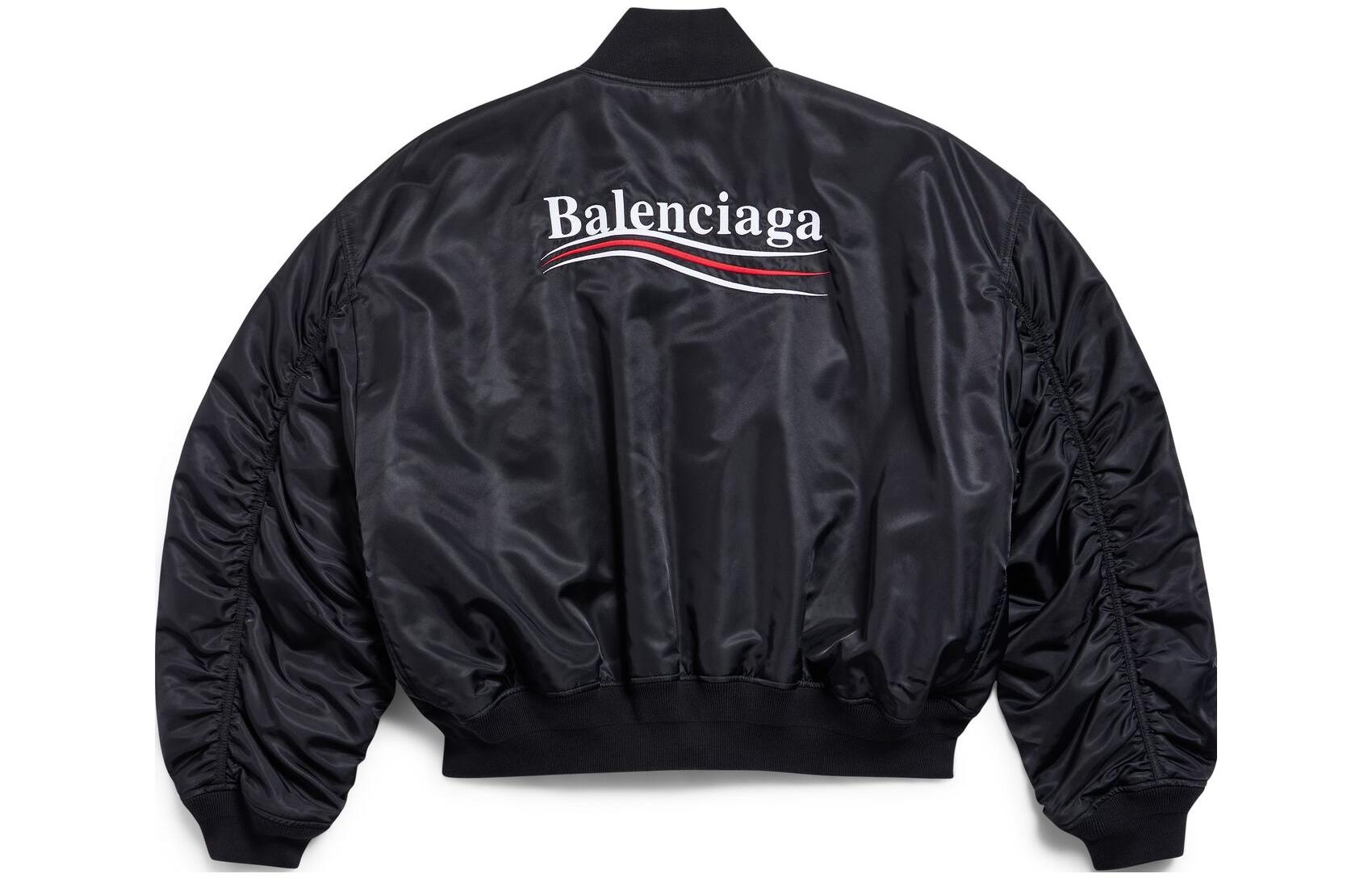 (WMNS) Balenciaga Political Campaign Varsity Jacket 'Black' 763434TNO271000 - 2