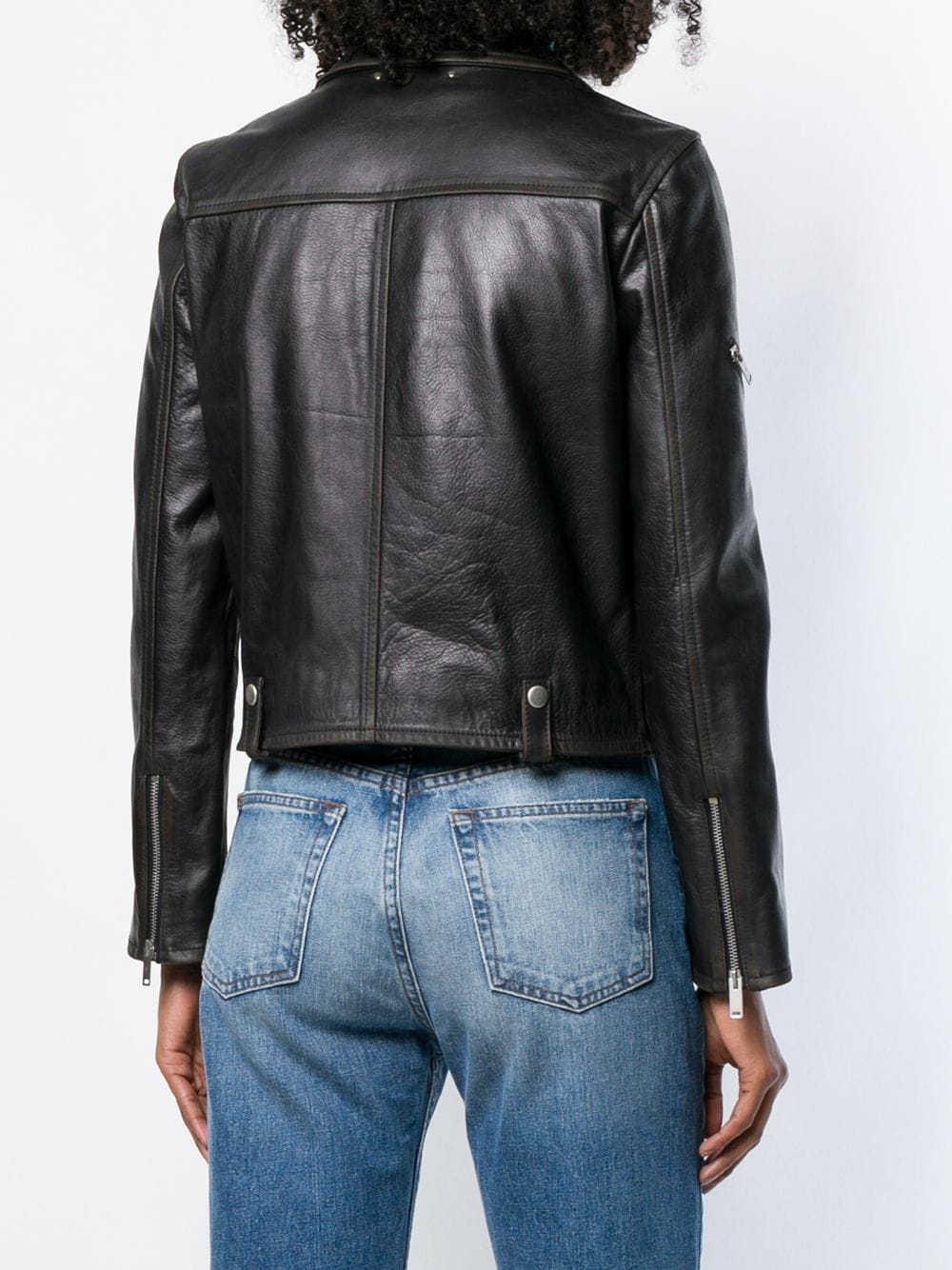 fitted biker jacket - 4