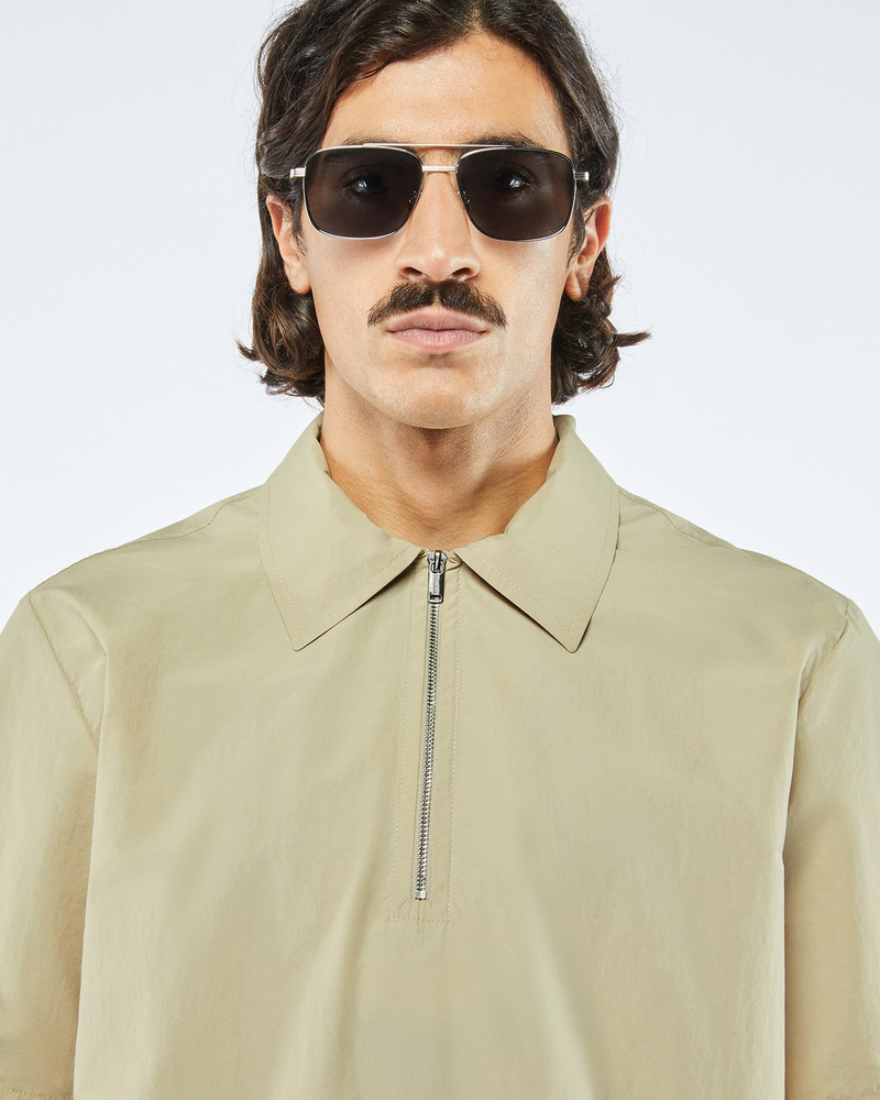 MARVIN - Tech-poplin polo shirt - Pebble 5