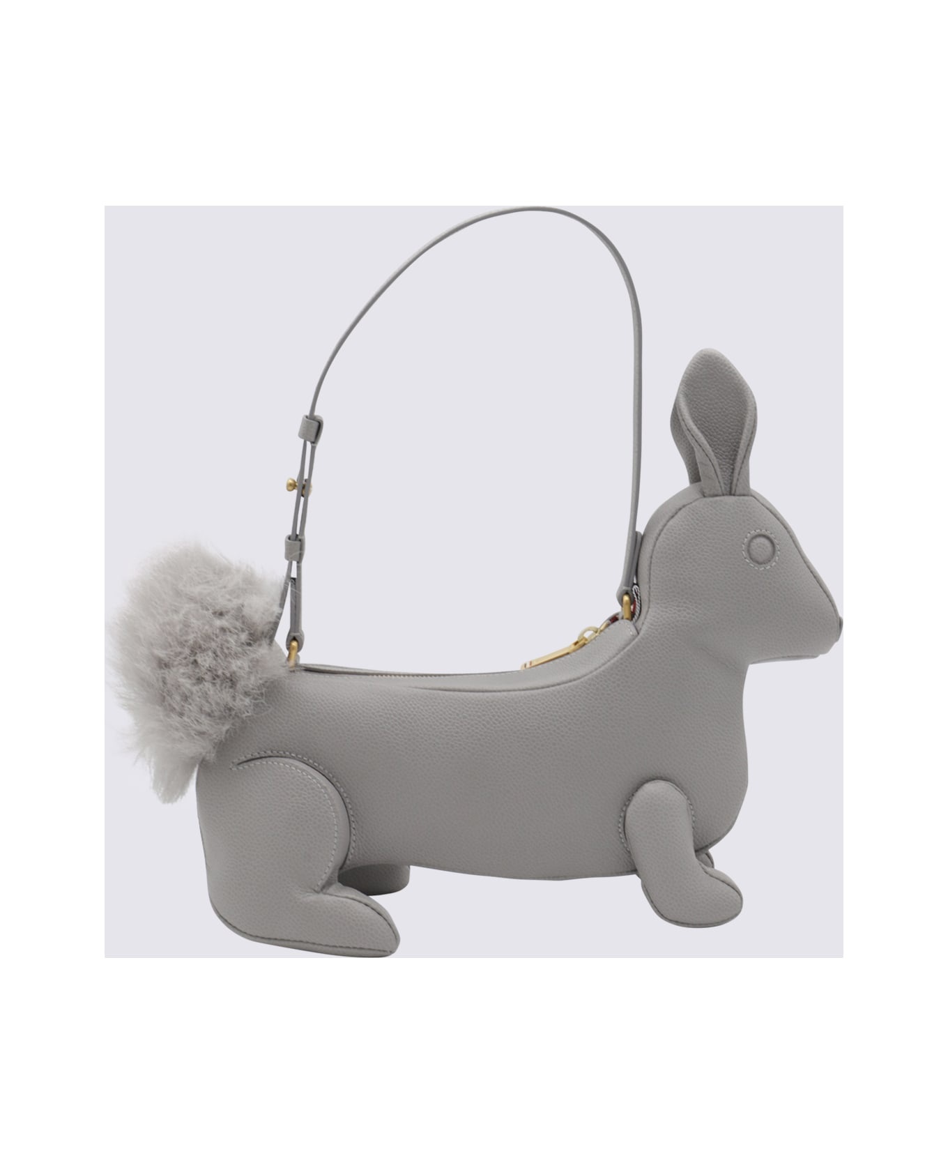 Grey Leather Rabbit Top Handle Bag - 2