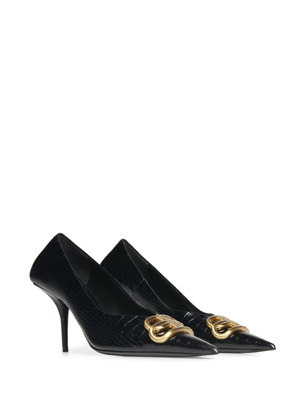 snake-effect logo-plaque pumps - 3