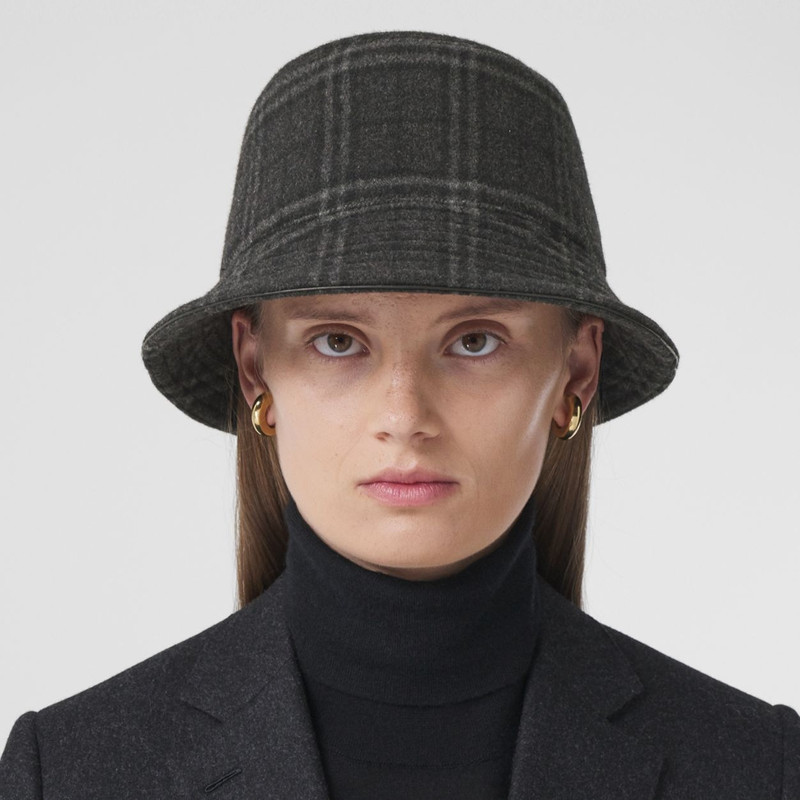 Check Wool Cashmere Bucket Hat 3