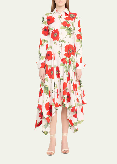 Oscar de la Renta Asymmetric Poppies Print Shirtdress outlook