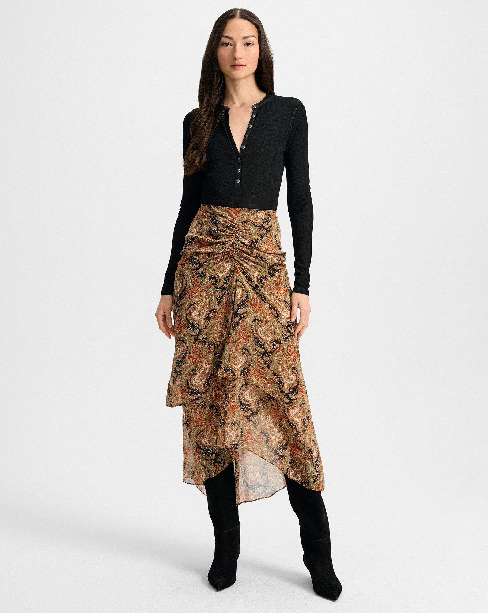 SIRA SILK MIDI SKIRT - 3