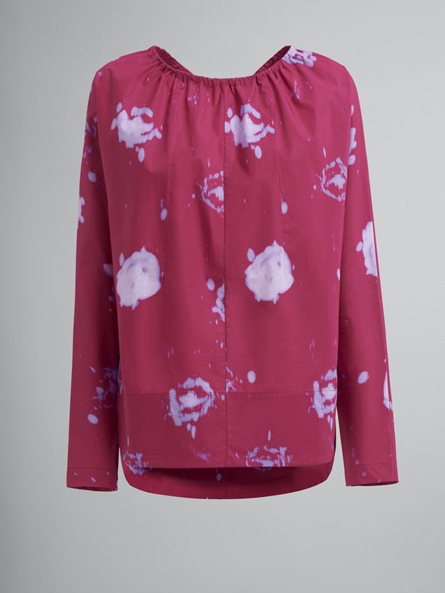 FADED ROSES PRINT POPLIN SHIRT WITH LACES - 1