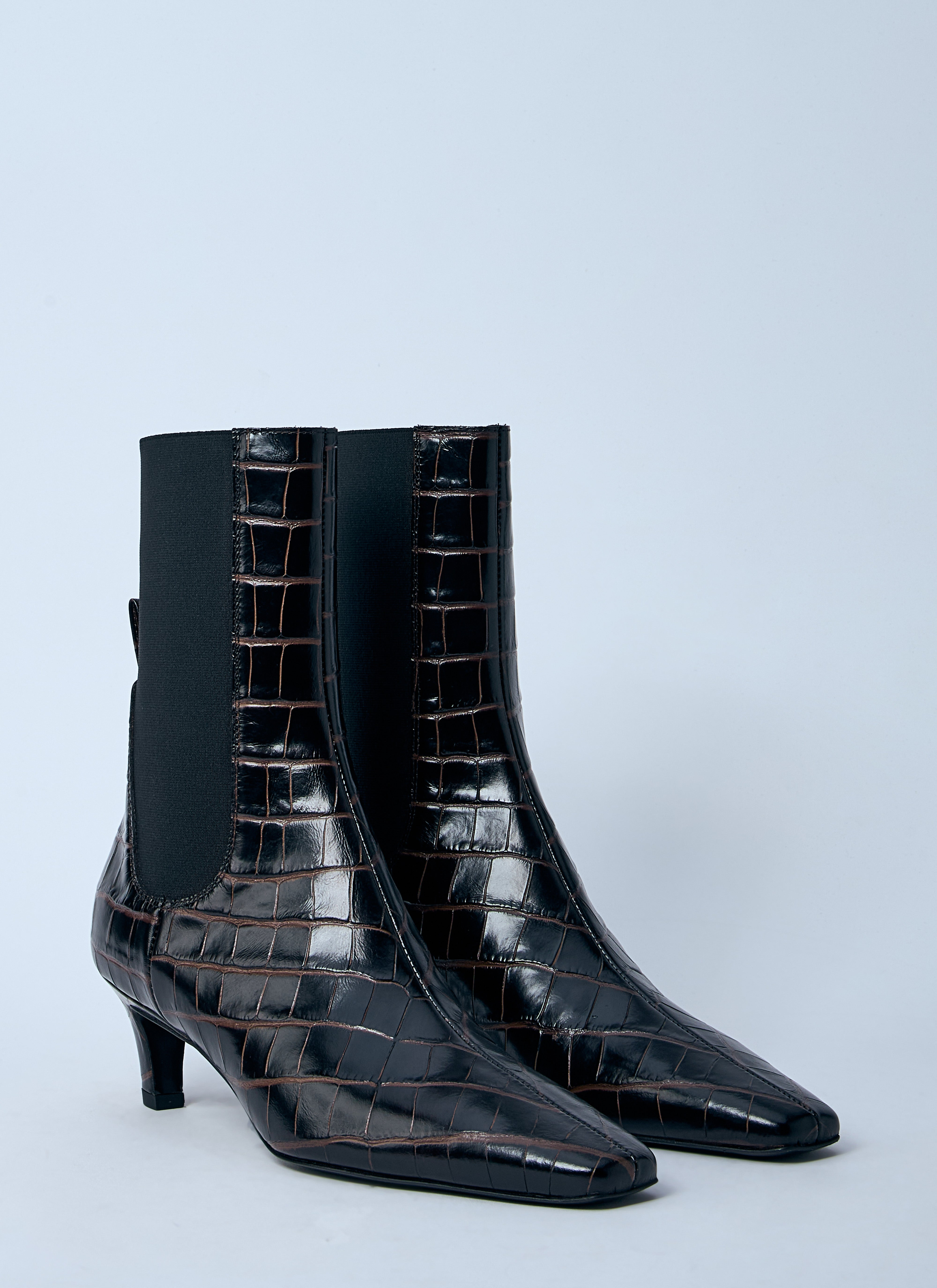 Toteme Women Croc-Embossed Leather Boots - 2