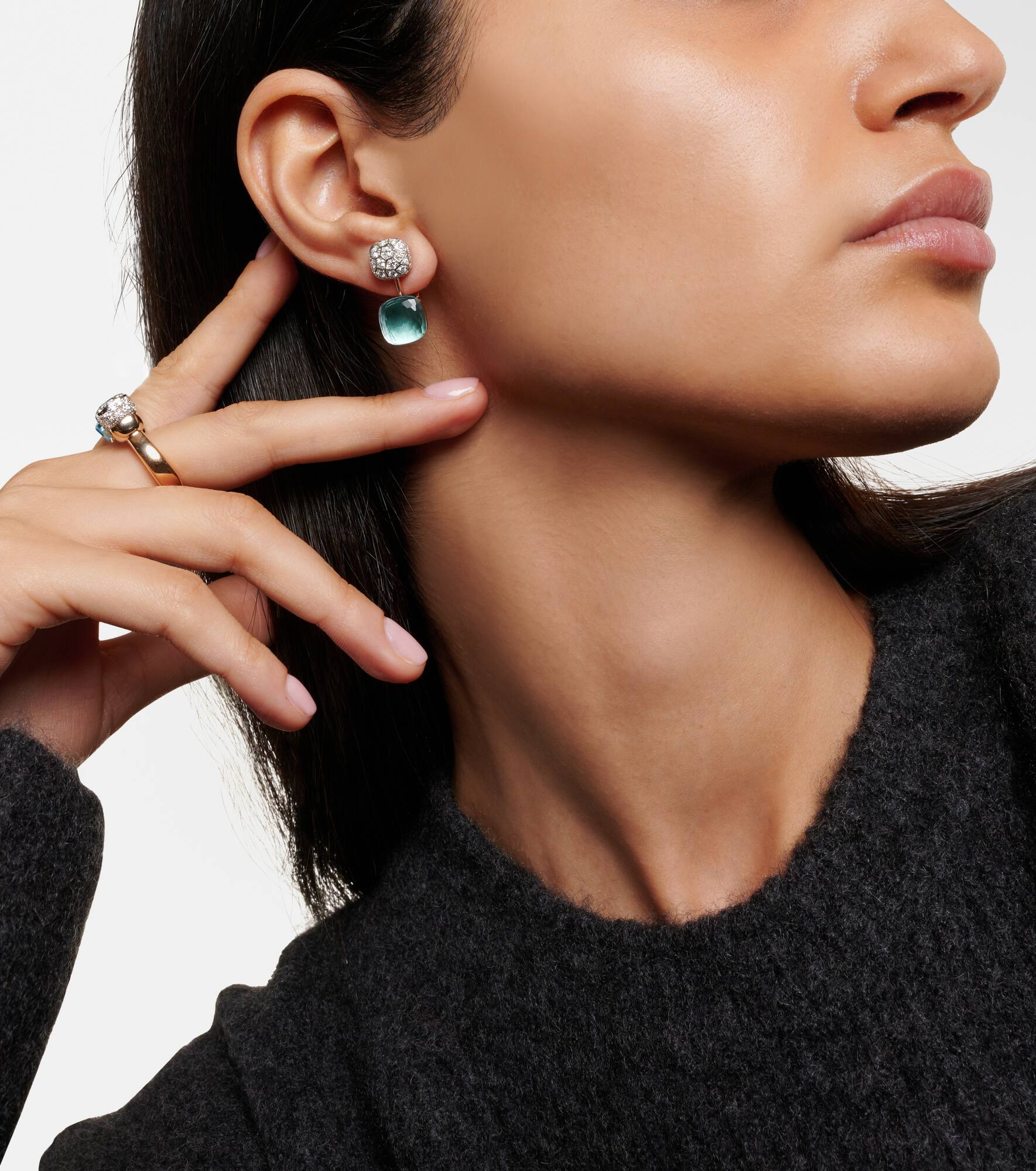Nudo 18kt rose and white gold earrings with topaz and diamonds - 3