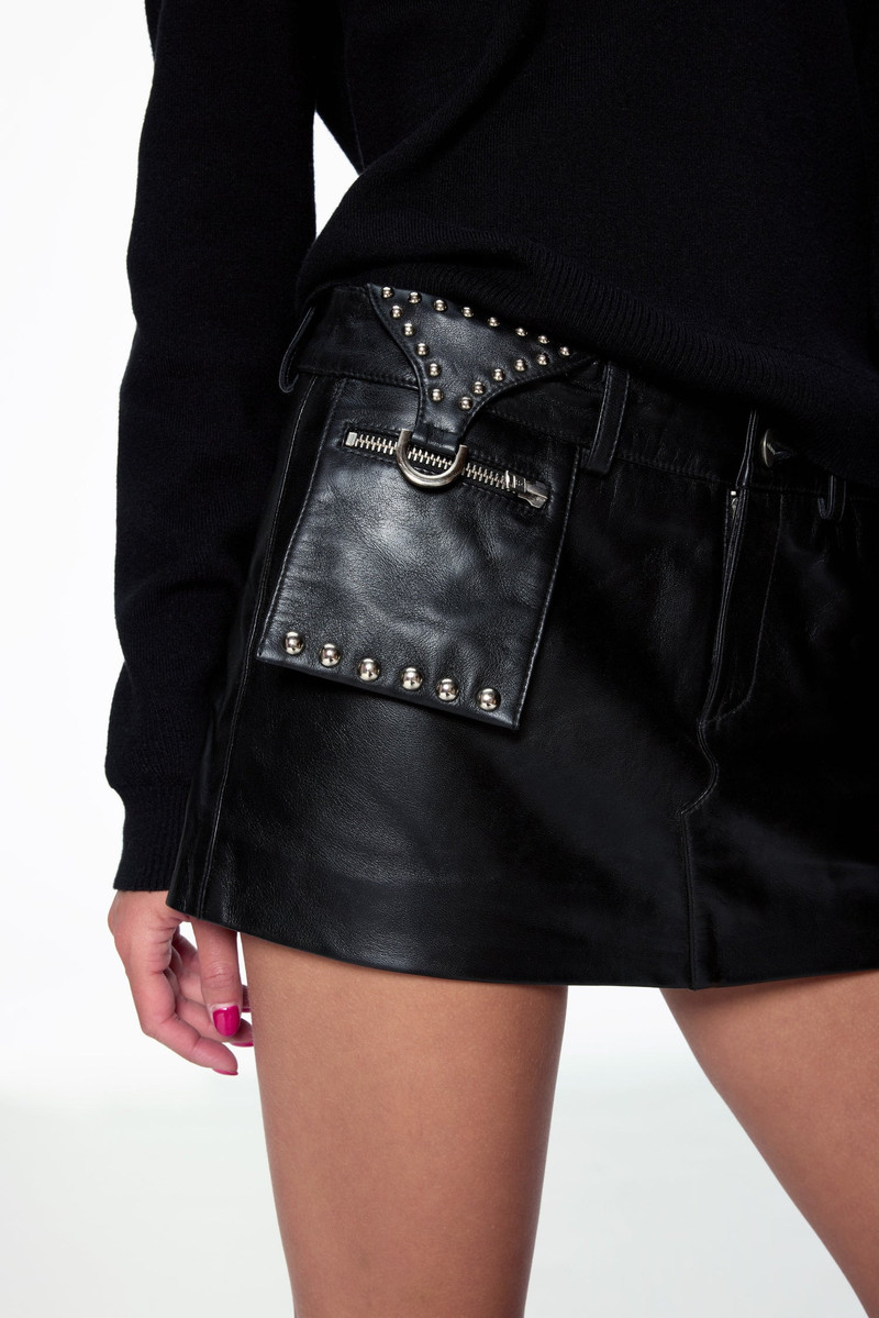miaou MAC MINI SKIRT - BLACK LEATHER outlook