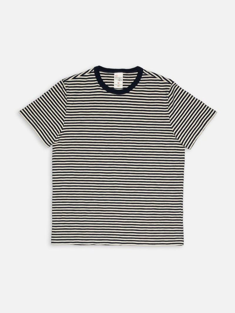 Roy Slub Stripe T-Shirt Blue/Offwhite 1