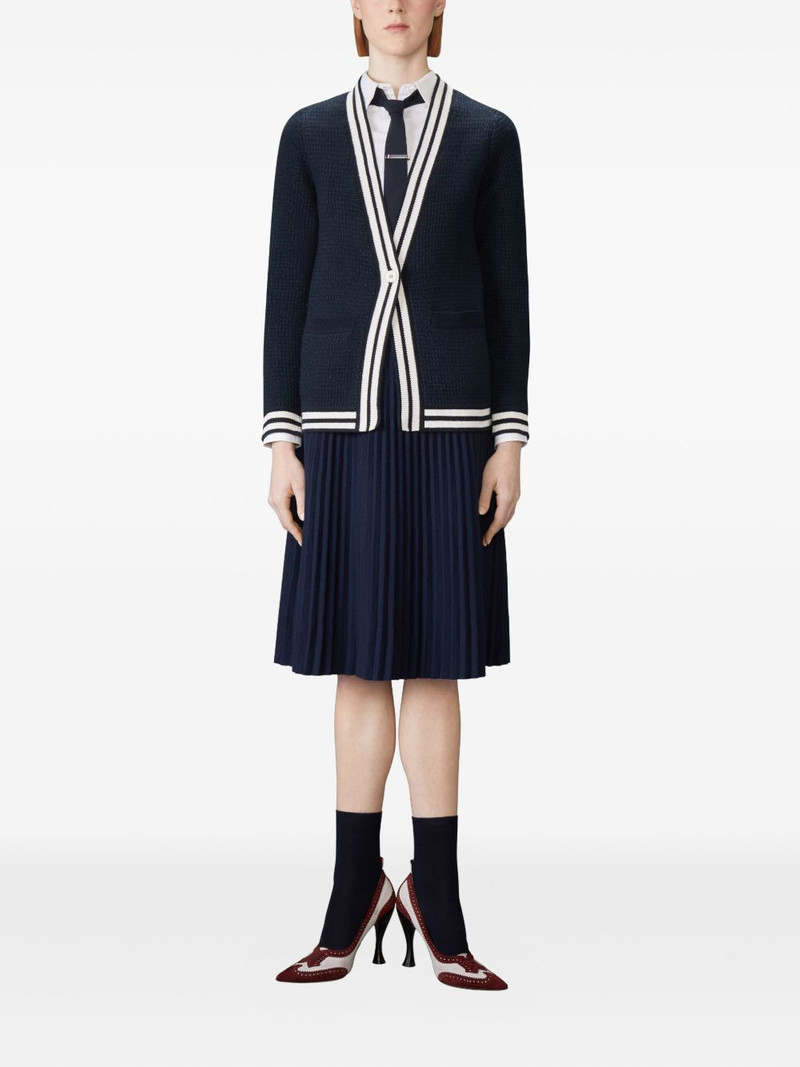 Thom Browne tuck-stitch V-neck cardigan outlook