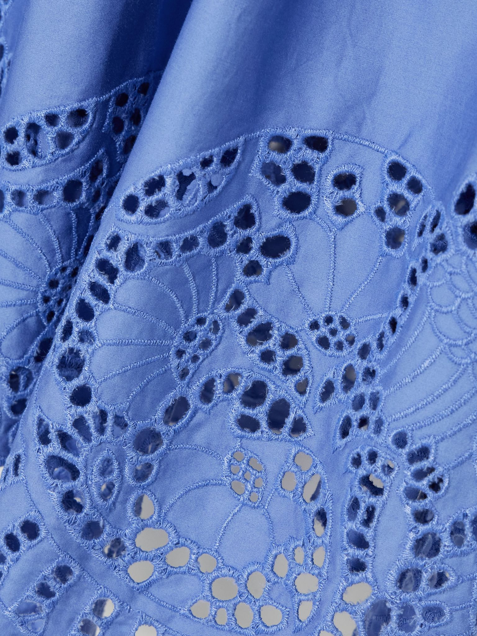 Scarletta pleated broderie anglaise cotton-poplin blouse Blue - 4