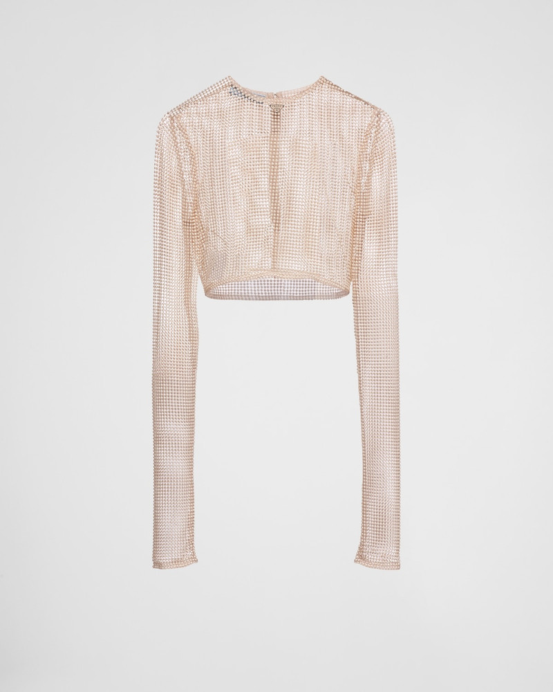 Mesh top with embroidered pearls - 1