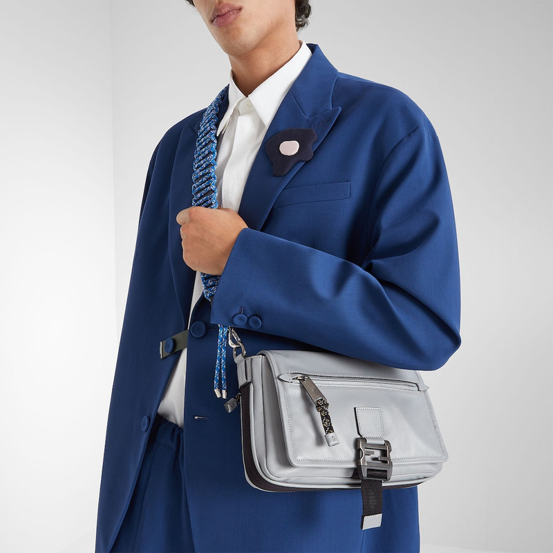 FENDI Strap You Dark blue leather and light blue cord shoulder strap outlook