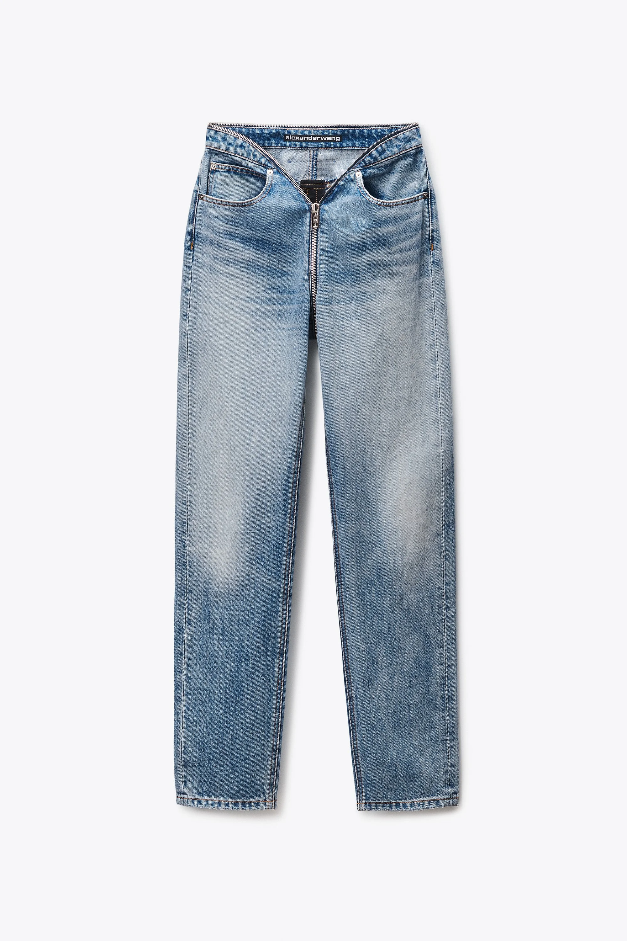 Zip Waistband Dipped V Jean - 1