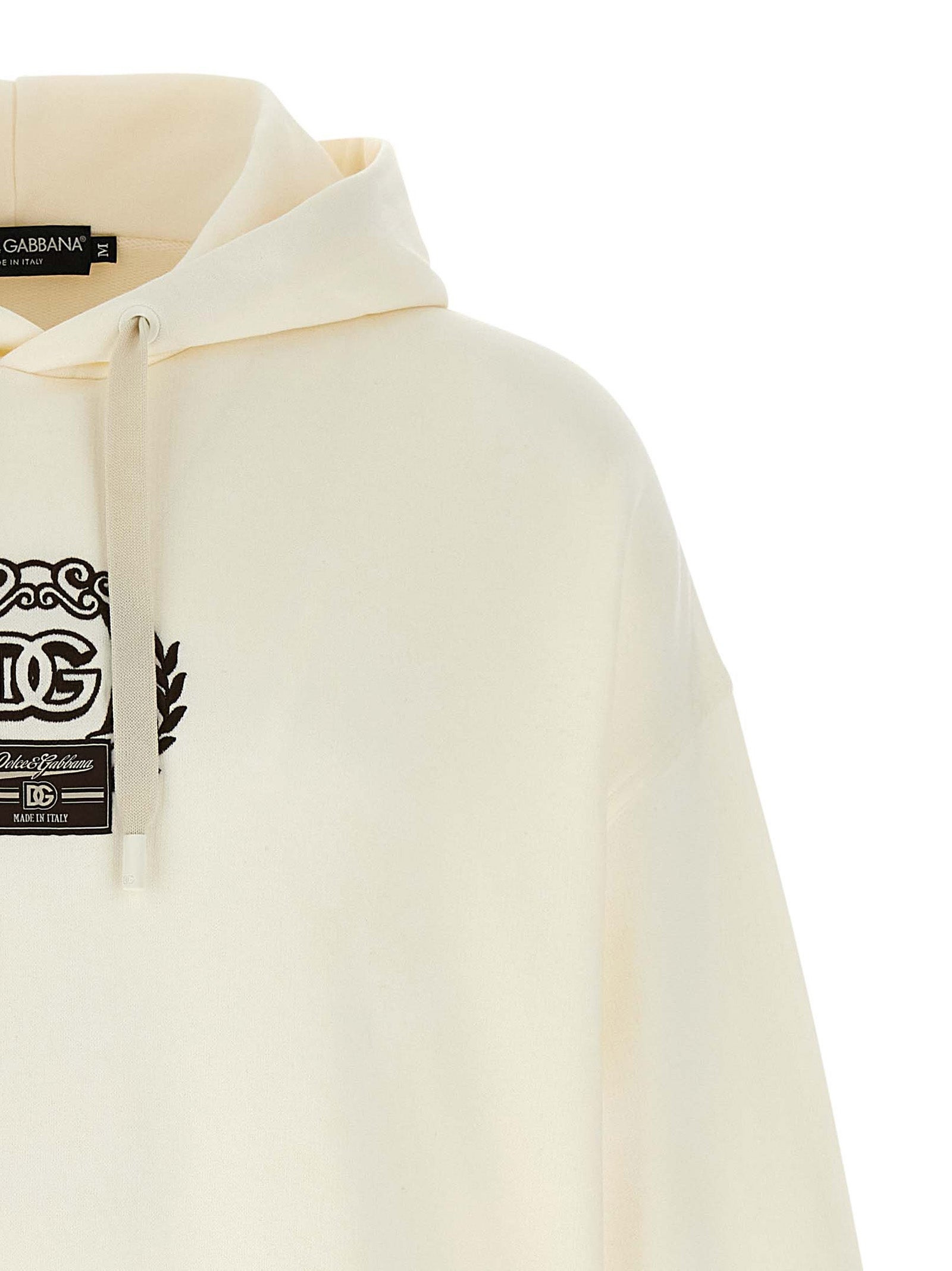Logo Embroidery Hoodie Sweatshirt White - 3