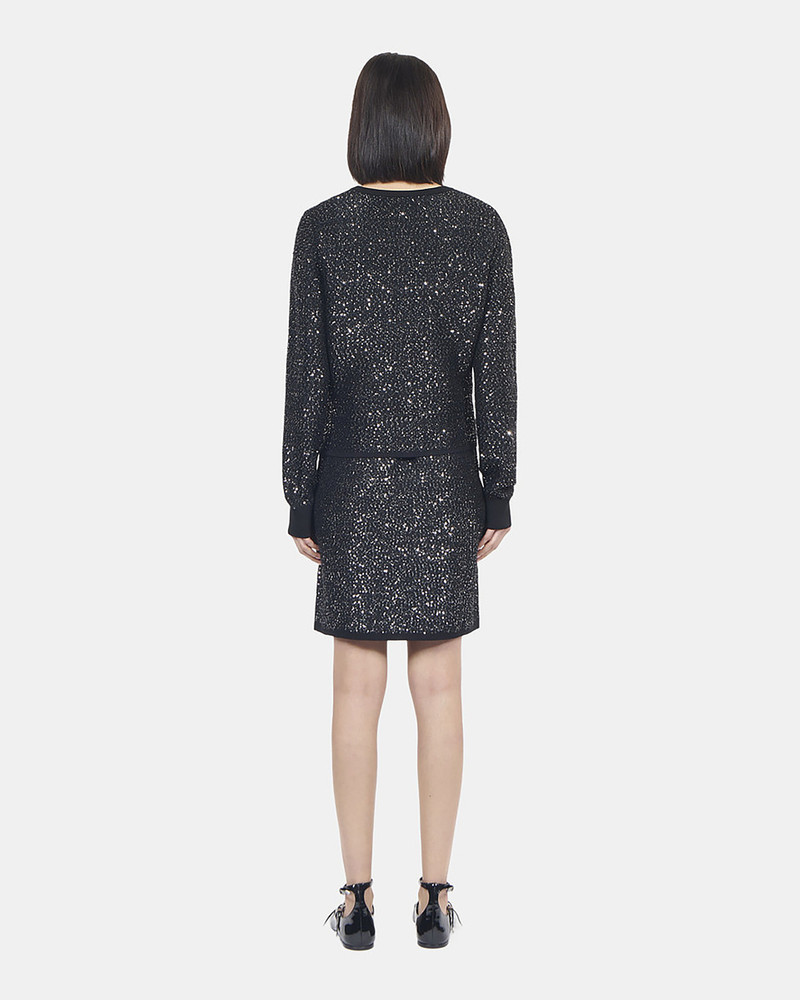 BLACK SEQUINED KNIT CARDIGAN 5
