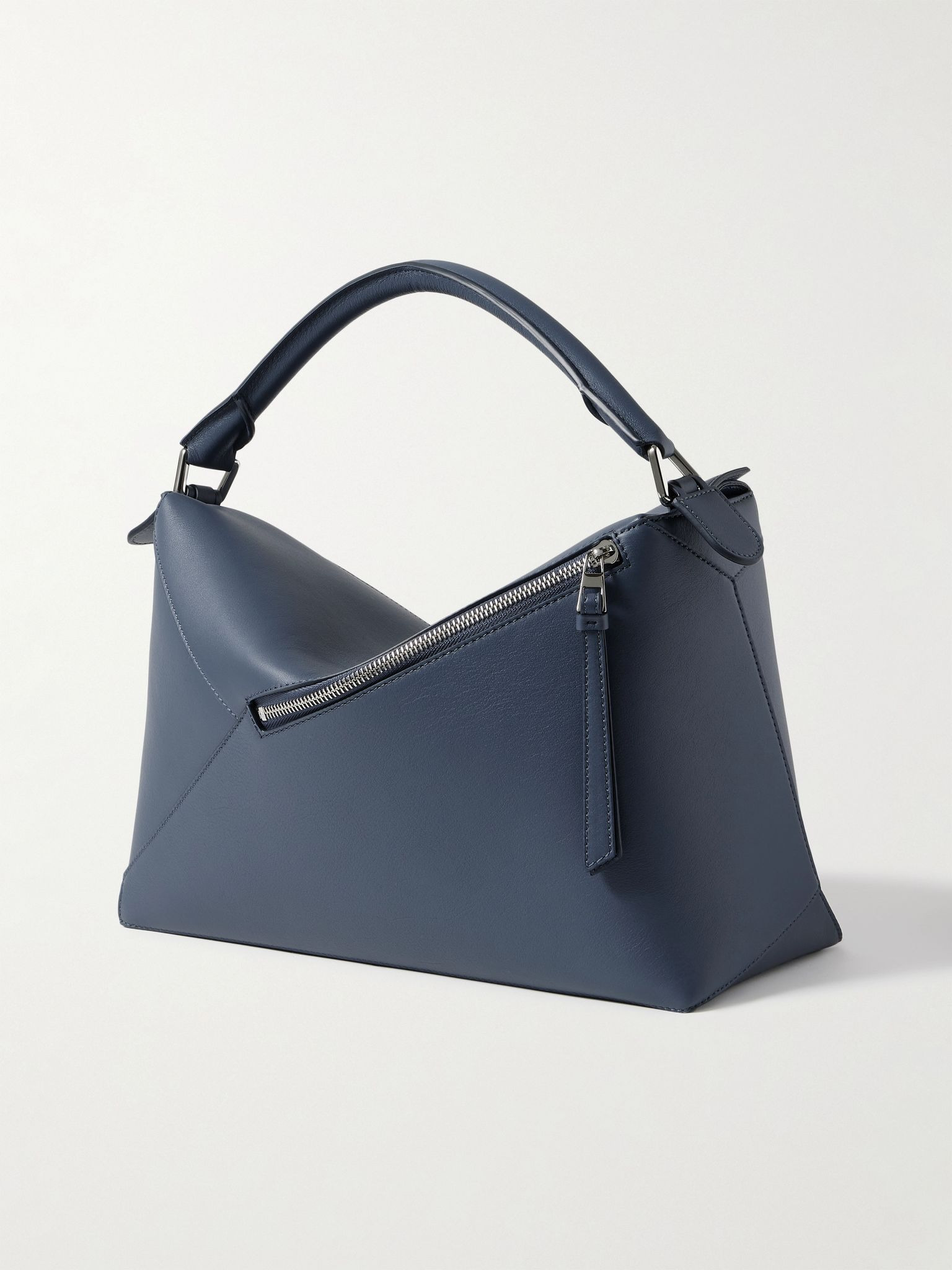 Puzzle Edge Large Logo-Debossed Leather Messenger Bag Blue - 3