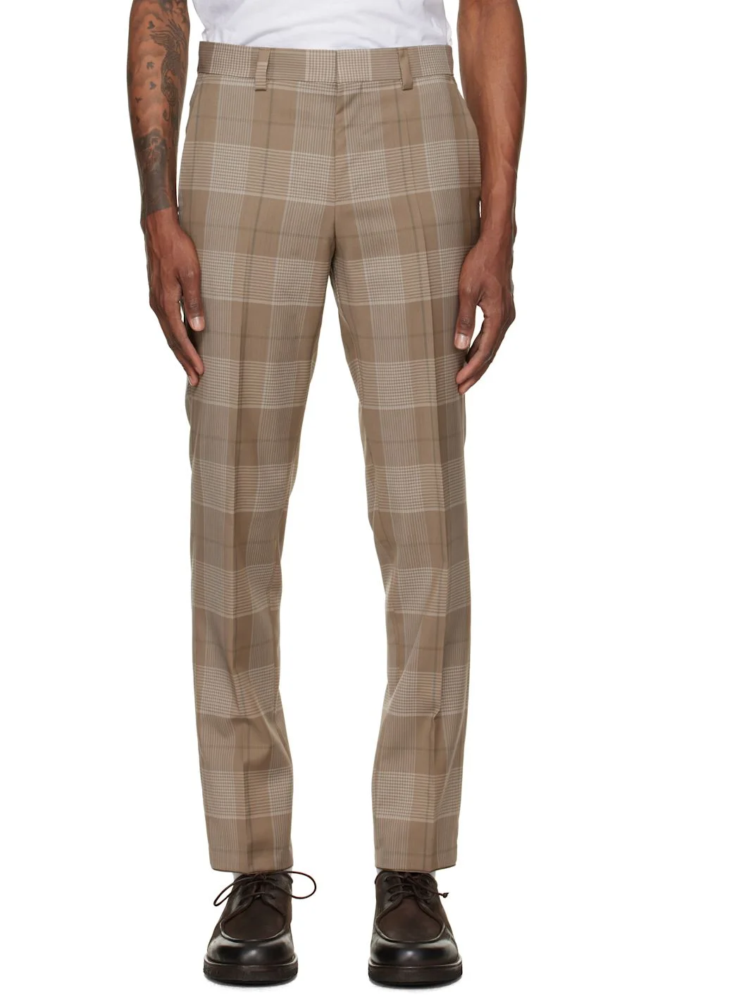 Beige Extra-Slim-Fit Virgin Wool Trousers - 1