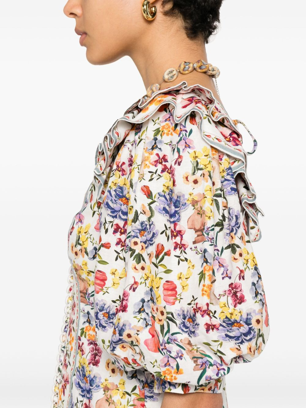 floral-print mini dress - 5
