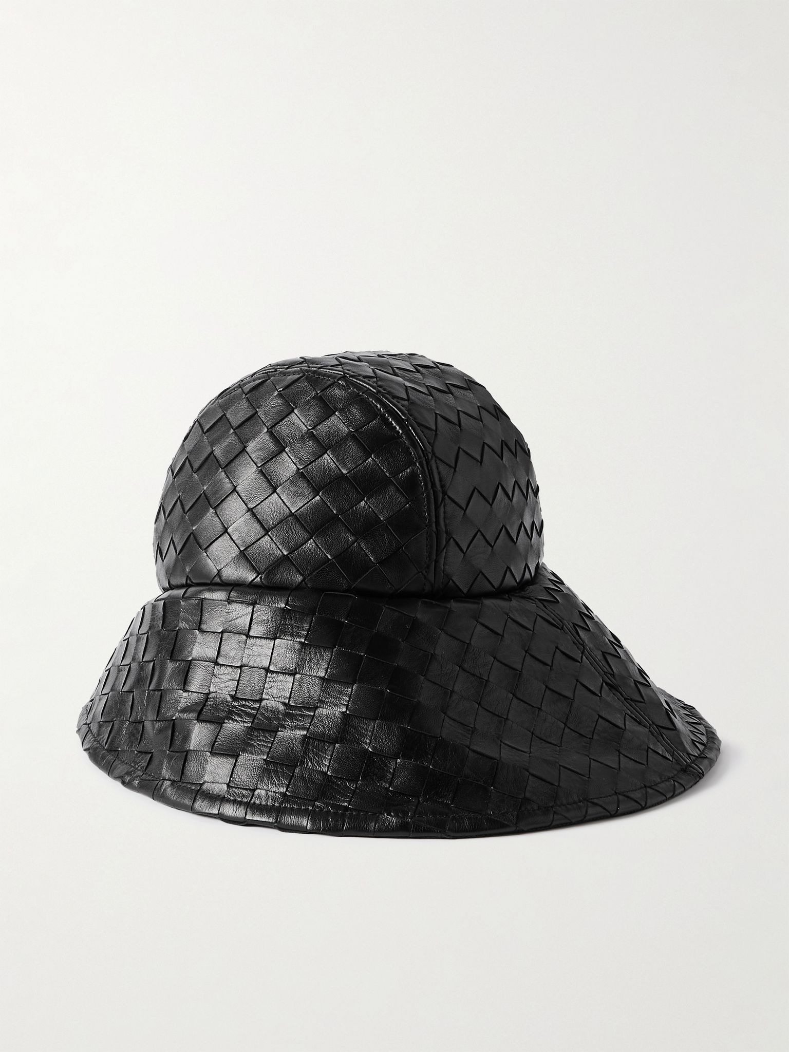 Intrecciato leather bucket hat Black - 3