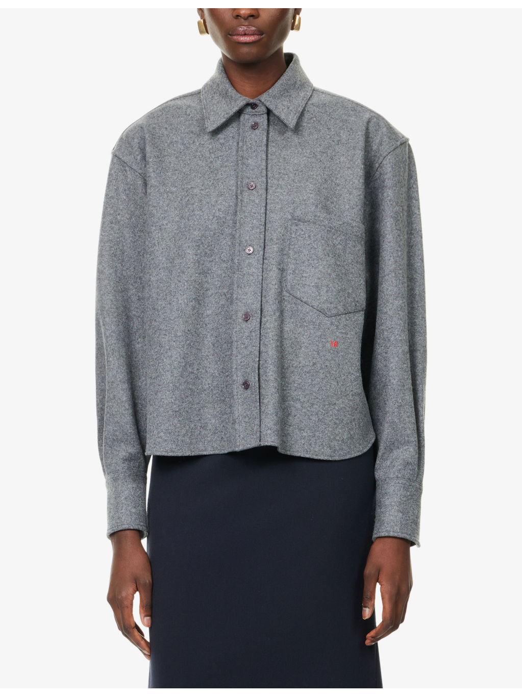 Cropped Long-Sleeves Wool And Cashmere Shirt - 3