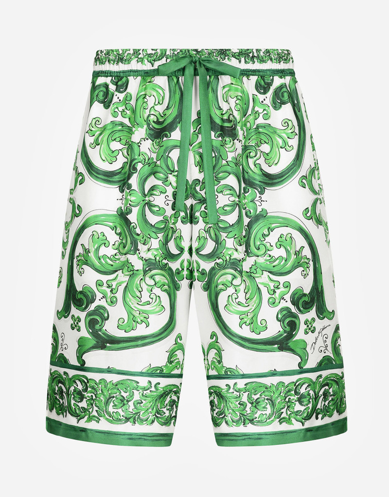 Majolica-print silk jogging shorts 1